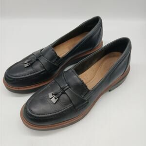 Clarks Collection Westlynn Bella Leather Slip on Loafers Shoes Black Size 7.5